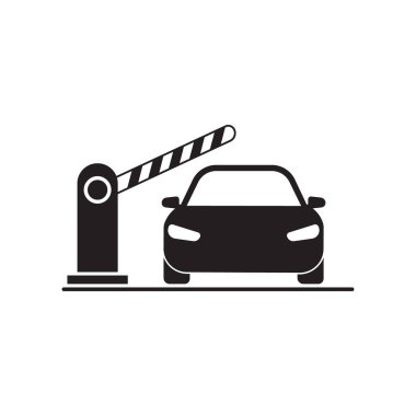 Yükseltilmiş Bariyer Kapısı Tek Renkli Otopark Tasarımı Minimalist Vektör İllüstrasyonu