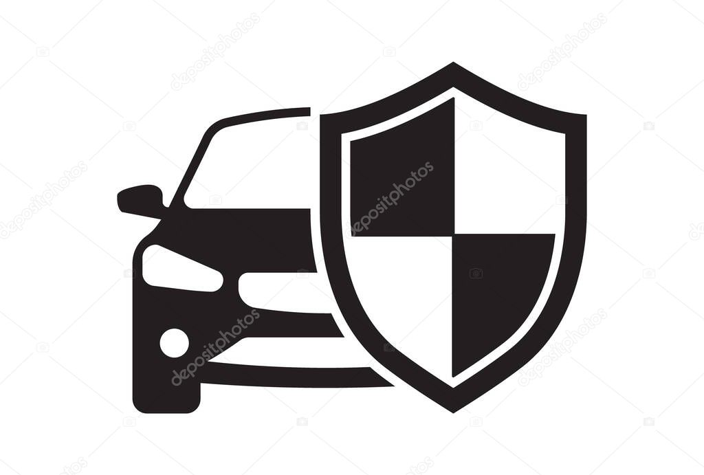 Minimalist Car and Shield Icon Vector Design Symbolizing Automotive Security and Safety