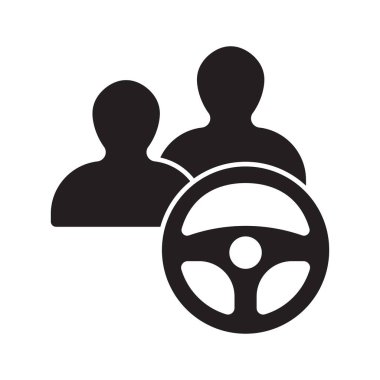 Minimalist Sürücü İşbirliği Simgesi: Direksiyonlu İki Rakam