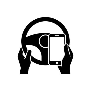 Dikkati Dağılmış Sürüş Kavramının Güçlü Siyah ve Beyaz İllüstrasyonu