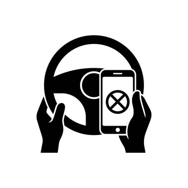 Telefon Kullanımı Yasak Sembol ile Minimalist Güvenli Sürücü Simgesi