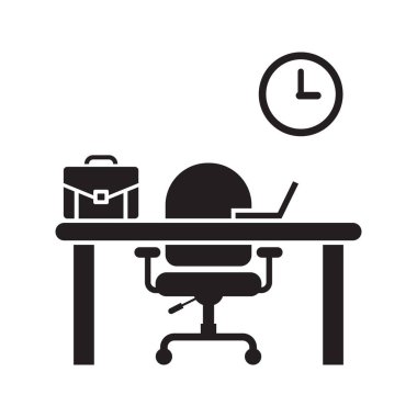 Tek Renkli Minimalist Ofis Sahnesi Masa, Çanta ve Duvar Saati