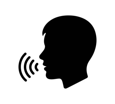 Ses Dalgalarıyla Konuşan Kafa Simgesi Minimalist Profil Simgesi