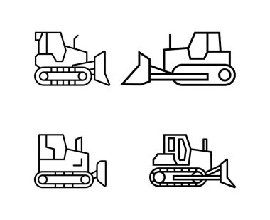 Dört Biçimli Endüstriyel Tasarım Minimalist Buldozer Simgesi
