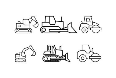 Ölçeklenebilir Vektör Biçiminde Altı Yapı Makinesinin Minimalist Satır Sanat Kümesi