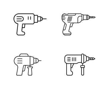 Minimalist Çizgi Sanat Sanatı Dört Ayrı Güç Matkabının Resimleri