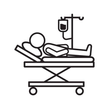 Hastane Yatağında Damardan Hasta İllüstrasyonu