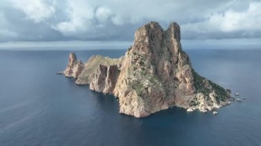 The famous island of Es Vedra, seen from the air. Ibiza.