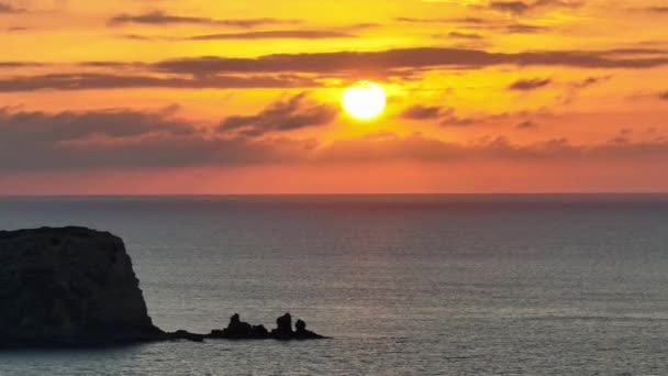 Imagens Aéreas Pôr Sol Costa Ibiza Ilhas Frente Cala Compte — Vídeo de Stock