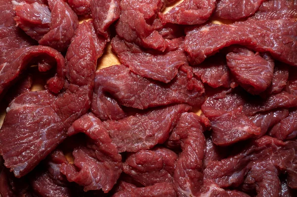 Pedaços Cortados Carne Crua — Fotografia de Stock