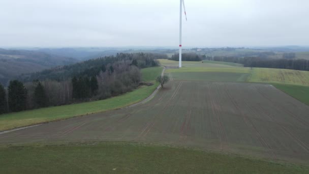 Vuelo Con Drones Sobre Campos Agrícolas Campo Día Frío Sin — Vídeo de stock