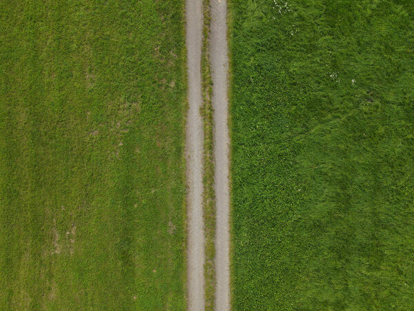 View of a field way in the landscape from above