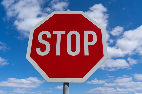 Stop Sign Blue Sky Background — Stock Photo, Image
