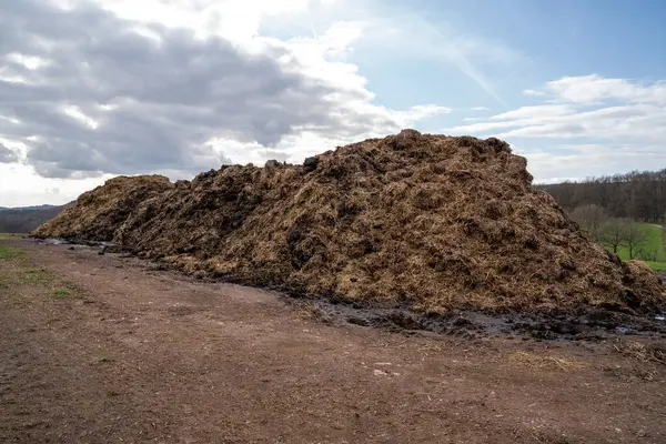 stock image Agricultural fertilizer pile in the country field