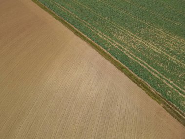 Kırsal kesimdeki tarım arazilerinin havadan görünüşü 