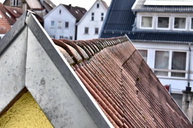 Reutlingen 'in Geleneksel Çatıları, Almanya Tarihi Mimarinin Hava Görüntüsü
