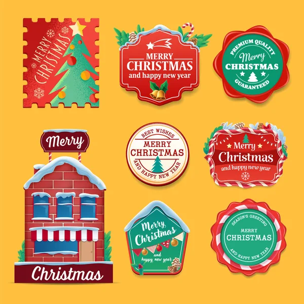 Frohe Weihnachten Briefmarken Set — Stockvektor