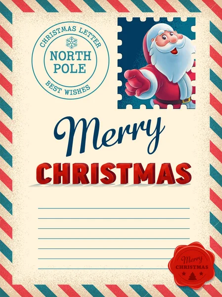 Stile Vintage Lettera Auguri Natale — Vettoriale Stock