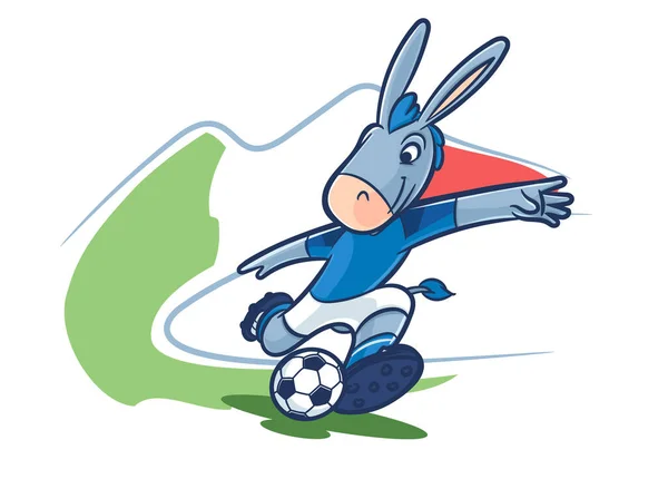 Engraçado Desenho Animado Burro Jogador Futebol —  Vetores de Stock