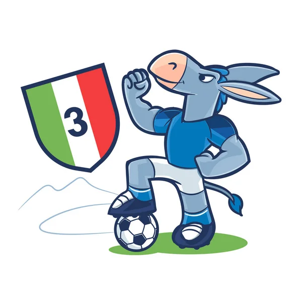 Divertente Giocatore Calcio Asino Cartone Animato — Vettoriale Stock