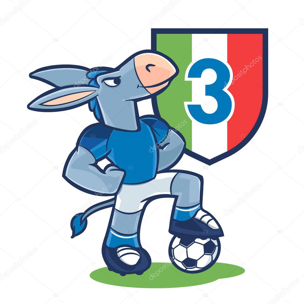 Funny cartoon donkey soccer player