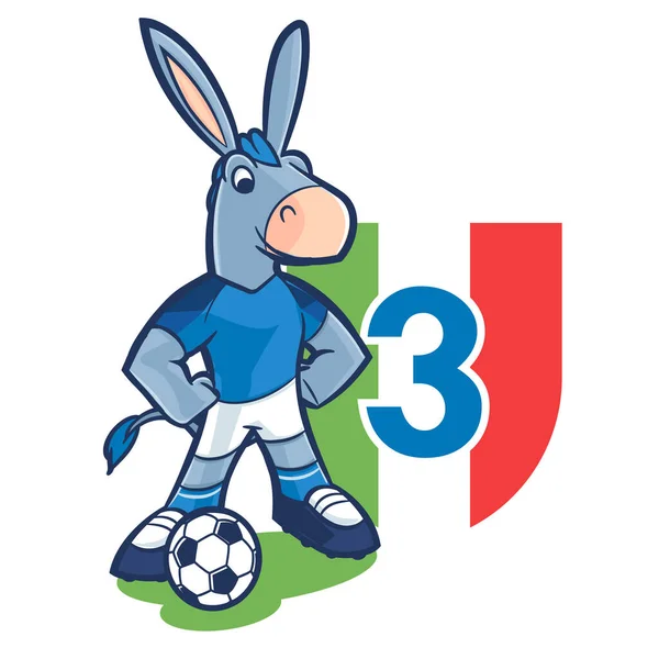 Funny Cartoon Donkey Soccer Player — Stock Vector