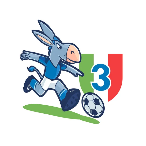 Funny Cartoon Donkey Soccer Player — Stock Vector