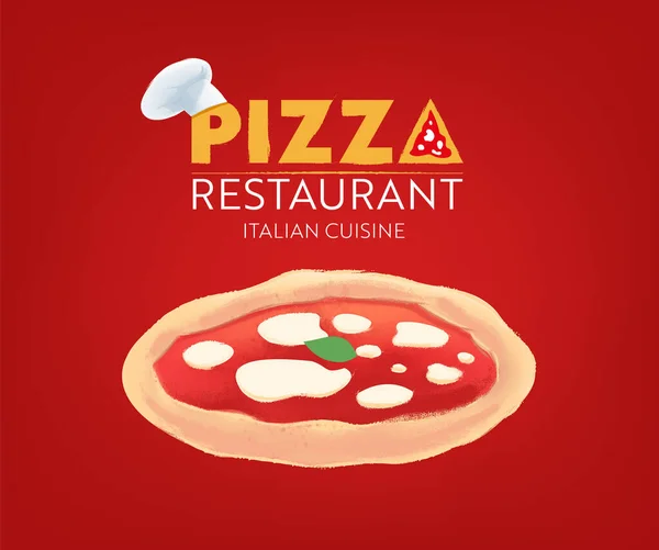 Pizza Restoranı Talyan Mutfağı Afiş Şablonu Vektör Illüstrasyonu — Stok Vektör