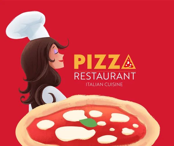 Restauracja Pizzą Szablon Włoskiej Kuchni Ilustracja Wektora — Wektor stockowy
