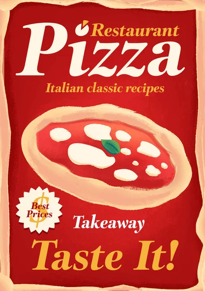 Cartaz Com Pizza Ilustração Vetorial —  Vetores de Stock