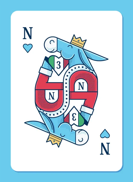 Poker Carte Roi Âne Naples Mascotte Avec Coeur — Image vectorielle