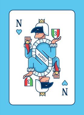 Naples joker card with Italy flag clipart