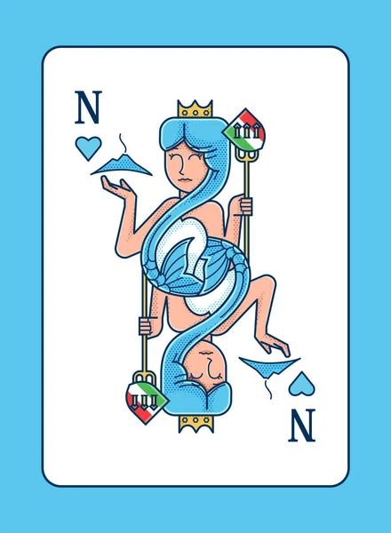 Neapolitanische Meerjungfrau Mit Mistgabel Und Vesuv Symbol — Stockvektor