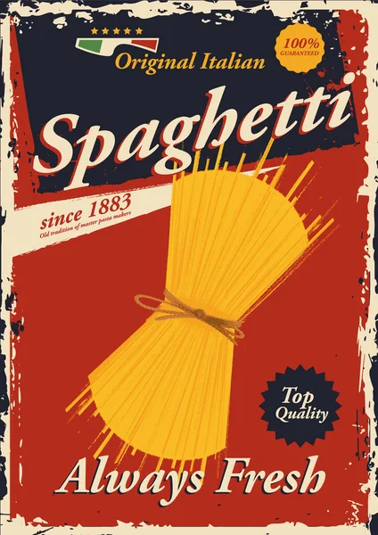 Итальянский Плакат Спагетти Логотипом — стоковый вектор