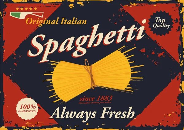 Włoski Plakat Makaronu Spaghetti Logo — Wektor stockowy