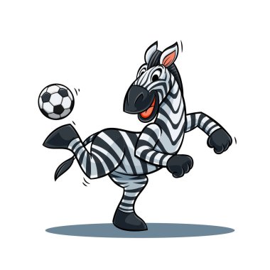Zebra futbol maskotu başlık hareketinde oynuyor