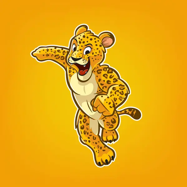 Ilustración Web Dibujos Animados Corriendo Leopardo — Archivo Imágenes Vectoriales