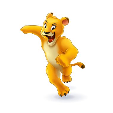 şirin stilize edilmiş aslan yavrusu karakter vektör çizimi