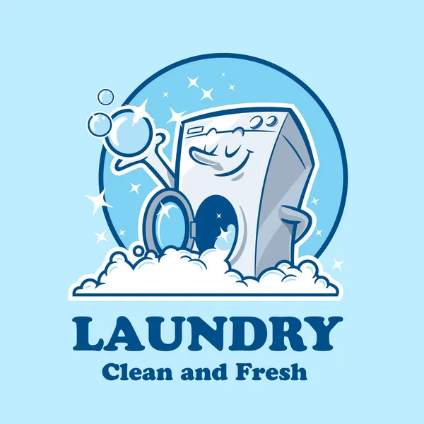Çamaşır Makinesi Çizgi Film Çamaşır Işi — Stok Vektör