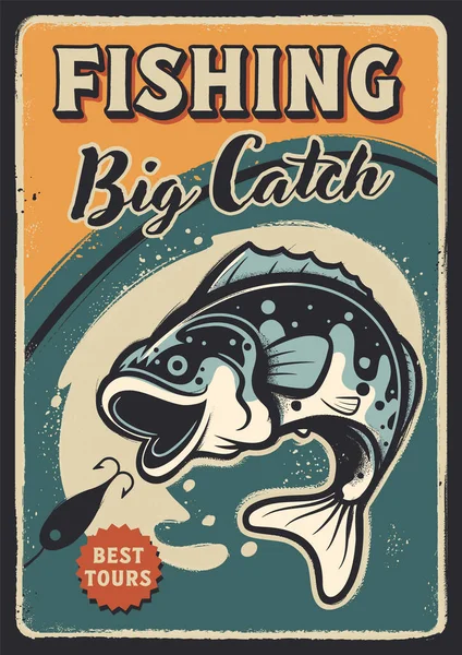 Klasik Grafik Spor Balıkçılık Afişi — Stok Vektör