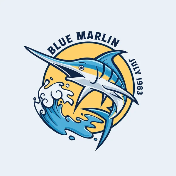 Синій Марлін Логотип Спортивної Риболовлі — стоковий вектор