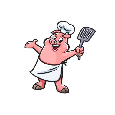 Domuz Logosu. Vektör İllüstrasyonu. Domuz Maskotu Tasarımı. Tişört, Rozet, Amblem, Baskı, İş Markası, Fast Food, Mutfak Markası, Restoran, Domuz Çiftliği, Yemek Pişirme, Şef Logosu İçin Uygun 