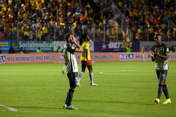 厄瓜多尔 Ligapro Final 2022 Aucas诉巴塞罗那Sc案 达米安 迪亚兹在决赛中点球失利后被罚下 Bsc最后输了 — 图库照片