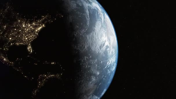 Planeta Terra Espaço Perto Estrelado Fundo Cósmico Estrelas Solares Mundo — Vídeo de Stock