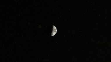 Ay 'ın dönen görüntüsü uzaya, dünyaya ve güneş ışığına yakın.