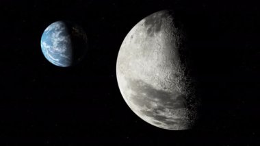 Uzayda dönen aya yakınlaş.