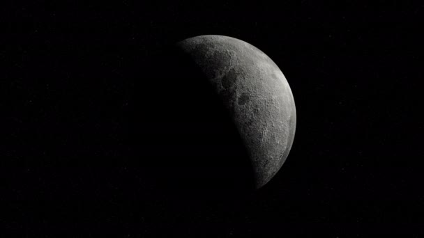 Close Zoom Moon Rotating Space — Video