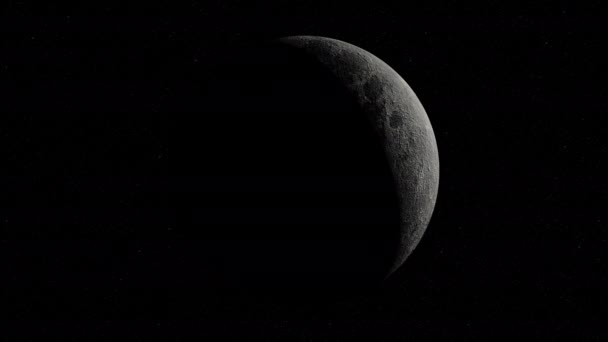 Крупним Планом Збільшити Масштаб Місяця Обертається Просторі — стокове відео