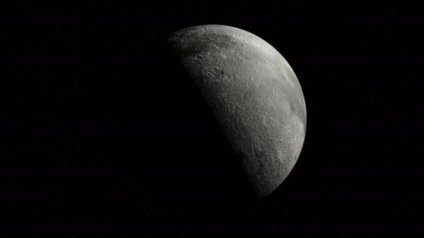 Close Zoom Moon Rotating Space — Stock Video