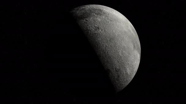 Крупним Планом Збільшити Масштаб Місяця Обертається Просторі — стокове відео